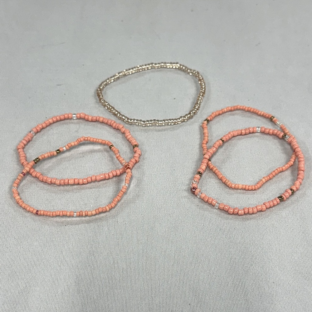 NWOT Salmon Beaded BoHo Bracelets (lot of 5)